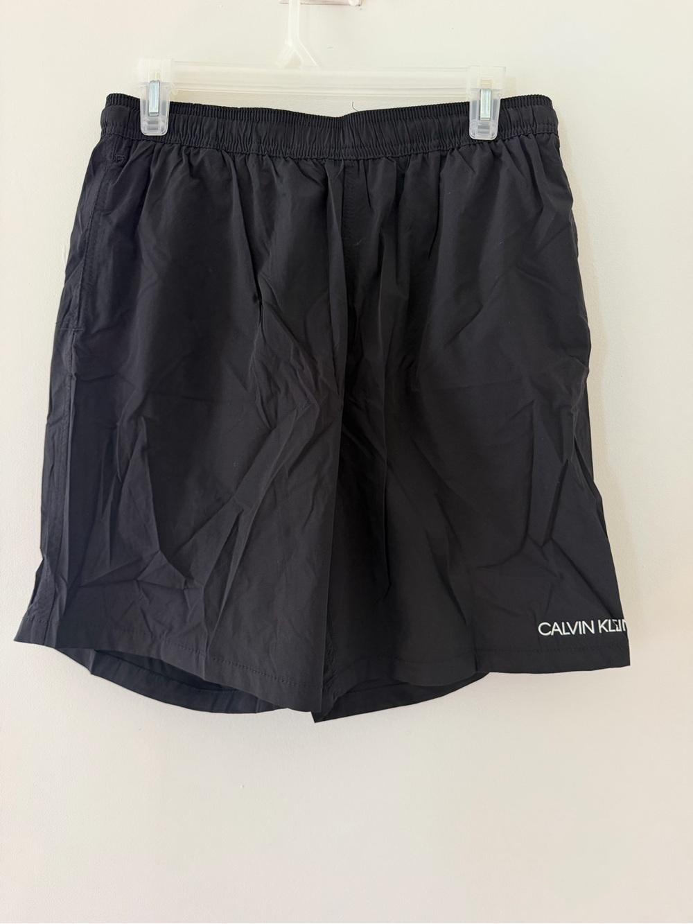Calvin Klein Black Athletic Shorts with Logo Hem